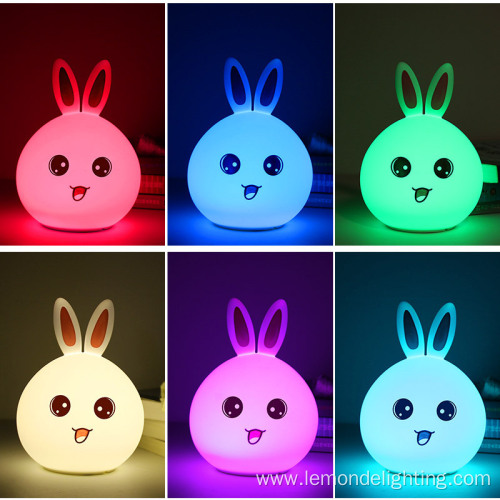 Touch Sensor Soft Silicone Bunny Led Lamp Light